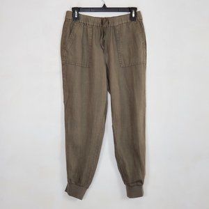 JOIE Khaki Linen Jogger Cropped Pants XS EUC